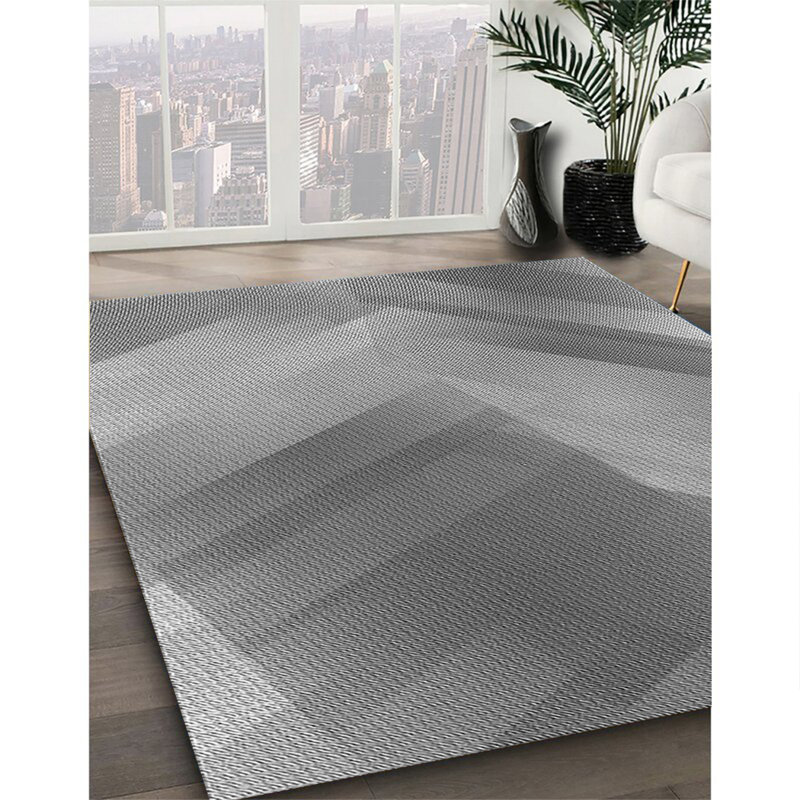 Tapis gris tissé à la machine, Rectangle 6 pi x 9 pi