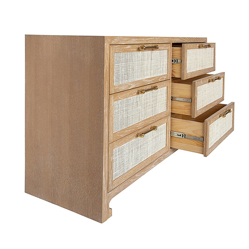 Carla 6 - Drawer Dresser, Cerused Oak
