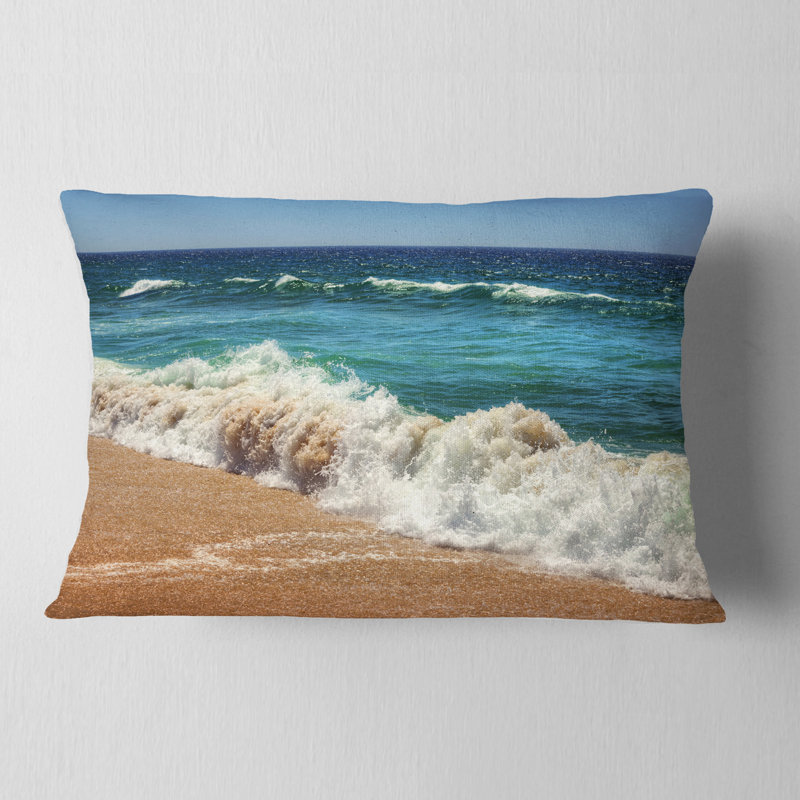 Coussin Atlantic Beach avec vagues écumantes - Sea & Shore, Rectangle, 12 po x 20 po