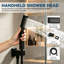 Système de douche à fixation plafond noir mat, pomme de douche carrée effet pluie de 25 cm avec douchette et 4 jets corporels, robinetterie à pression équilibrée incluse, ensemble de robinetterie de douche de luxe pour salle de bain