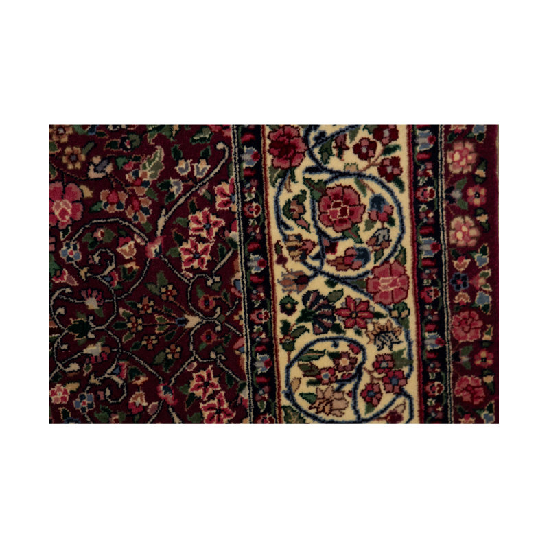 Tapis prune et ivoire noué à la main de haute qualité