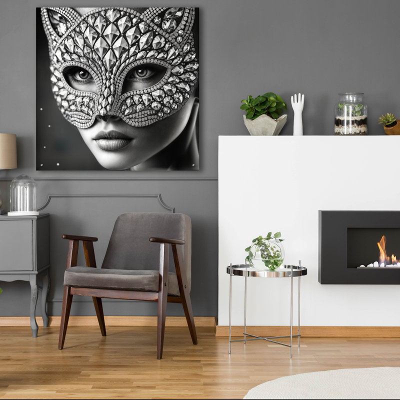  «Masquarade» par Rey Klimt, art mural en verre acrylique, 36 po x 36 po