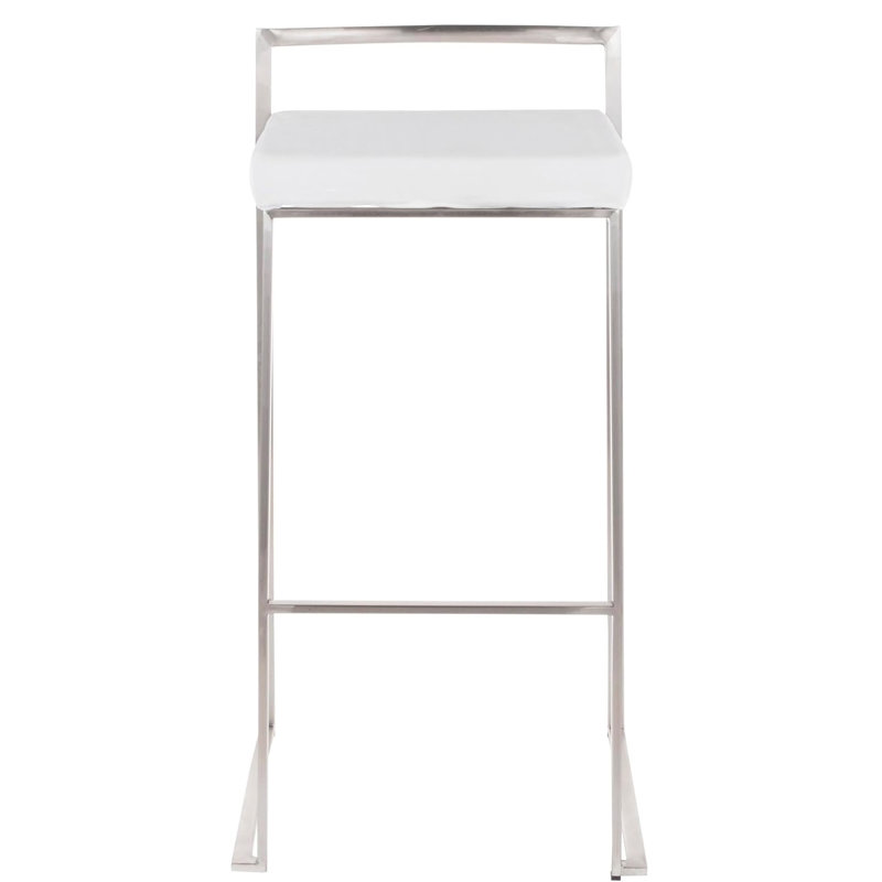 Tabouret Dayan blanc avec base chromée, White, Chrome
