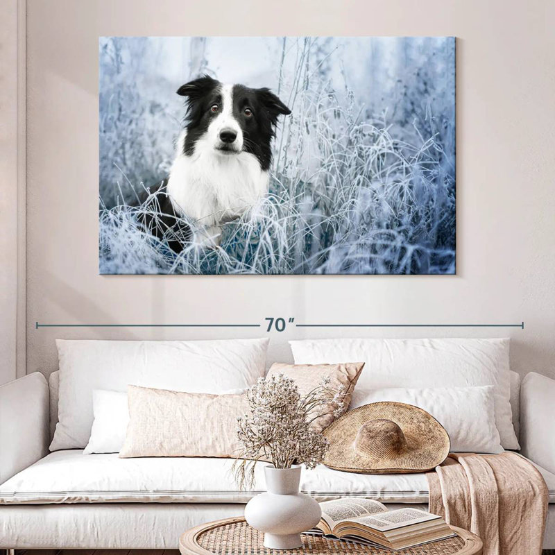 Winter Border Collie, 34" H x 51" W