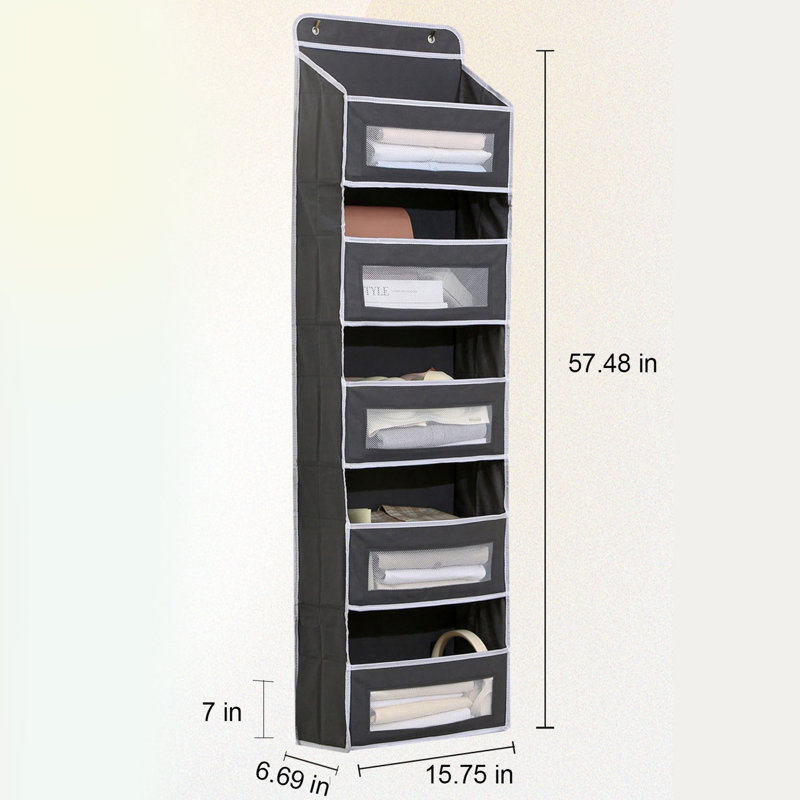 5-Shelf Over Door Hanging Organizer Fabric For Closet, Black