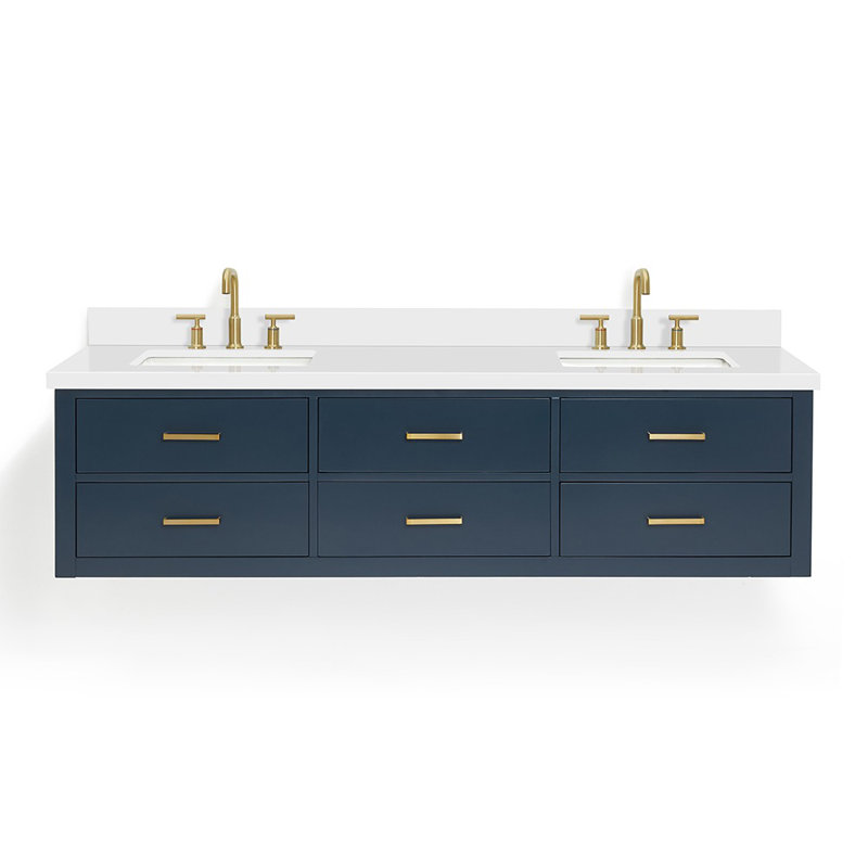 73'' W Double Vanity, Midnight Blue, Satin Brass, 61"