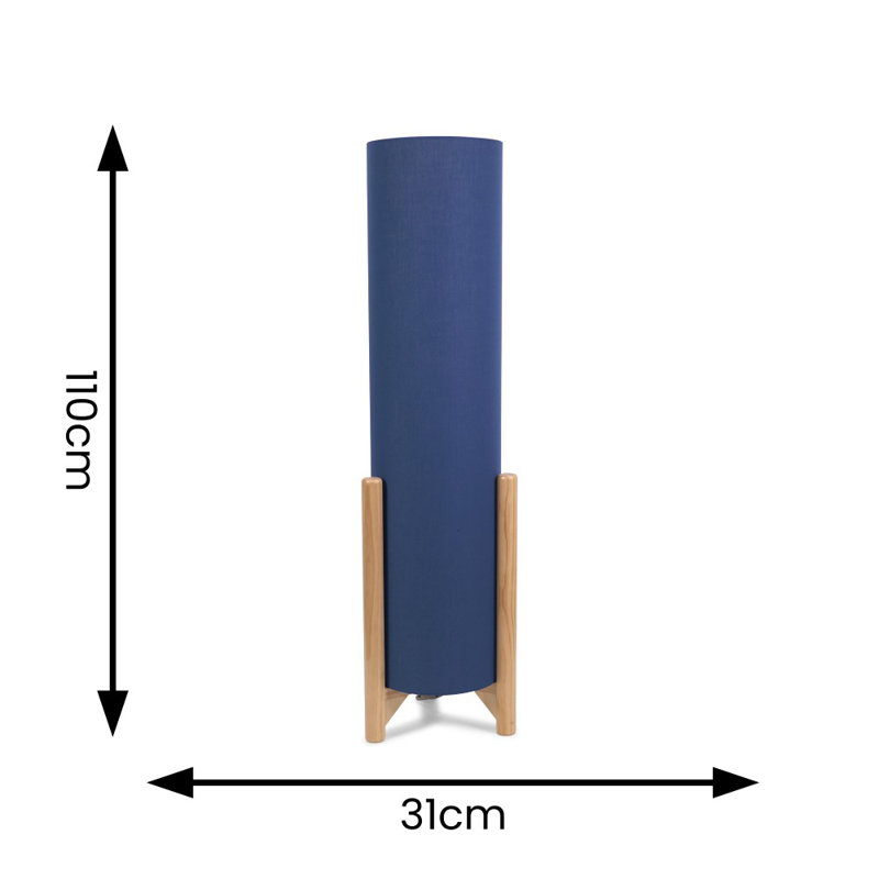 Richela 110cm Wood Traditional Floor Lamp, Navy, No