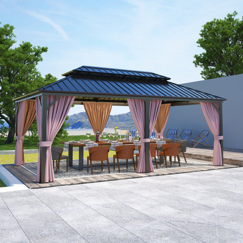Outdoor Aluminum Frame Hardtop Patio Gazebo, 20 ft x 12 ft