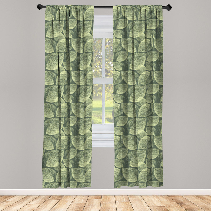 Abstract Semi-Sheer Rod Pocket Curtain Panels, 28" x 84"