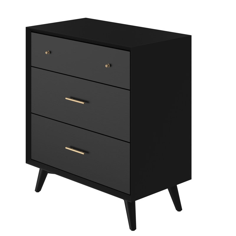Commode à trois tiroirs Williams, Noir