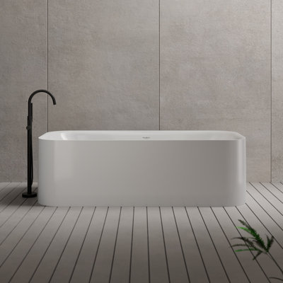 Baignoire de trempage autoportante en acrylique blanche 67 "x 29,5" avec trop-plein et bonde escamotable pour salle de bain MonBlari