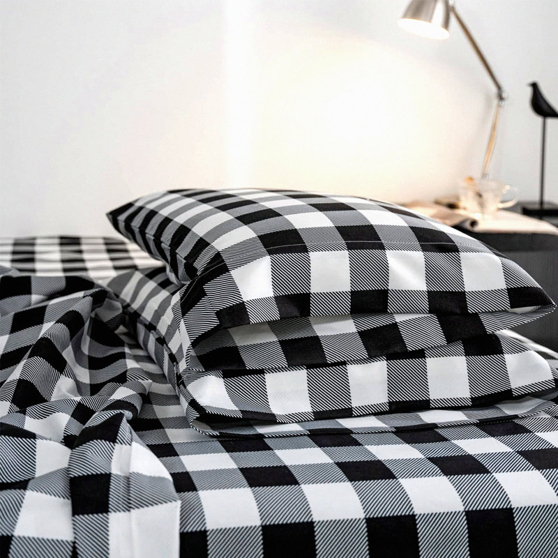 Monochrome Luxe Queen Sheet Set - Deep Pocket Microfiber Bedding (Black, Set of 4) - Soft, Cozy, Wrinkle-Resistant Sheets for Queen Bed