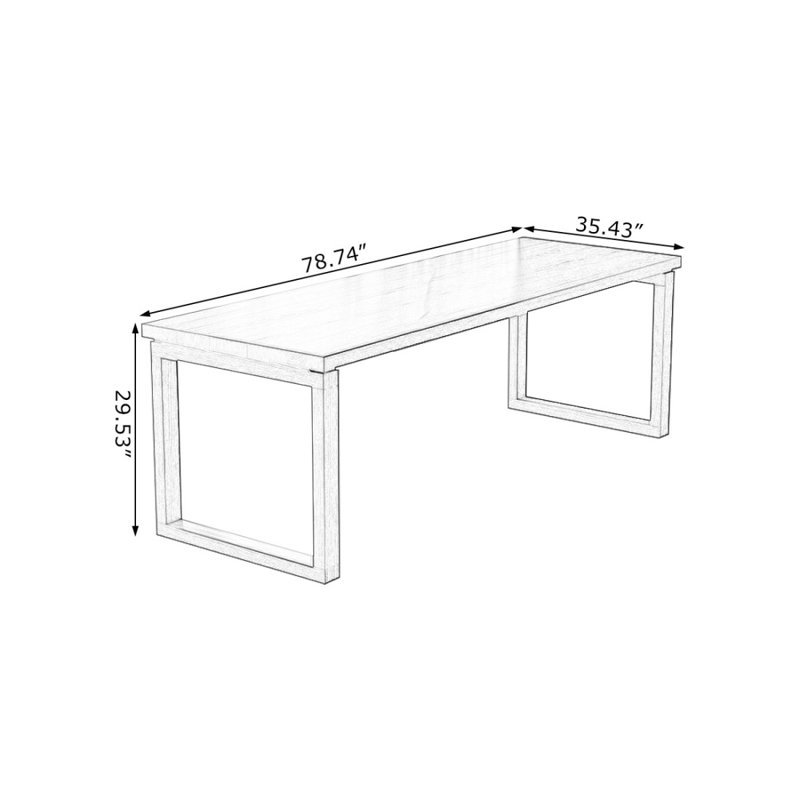 Bureau rectangulaire en bois massif noyer clair, 29.53" H x 78.74" W x 35.43" D