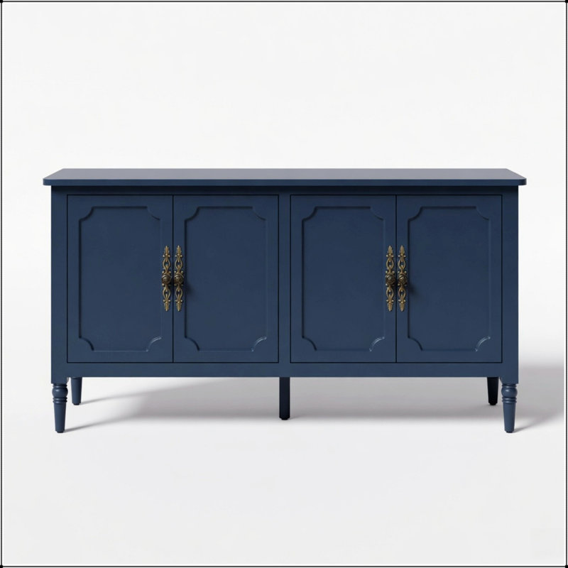 Buffet rétro bleu avec tablettes réglables pour un rangement polyvalent et une décoration intérieure élégante