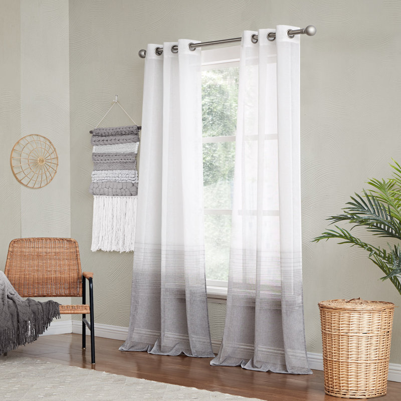 Facundo Semi Sheer Curtain Pair, Gray