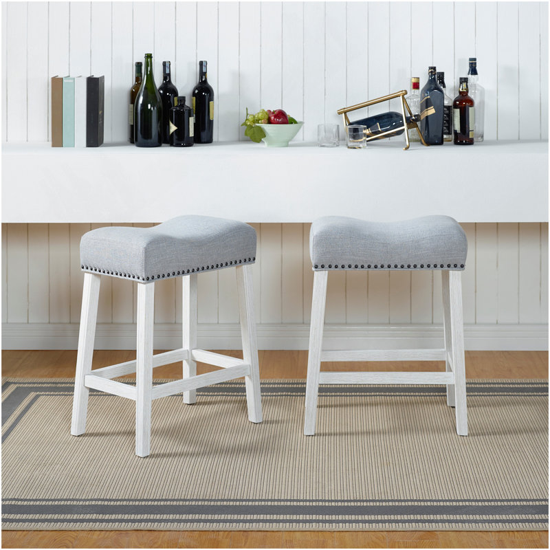 Ensemble de 2 tabourets Coco, Gris, Blanc