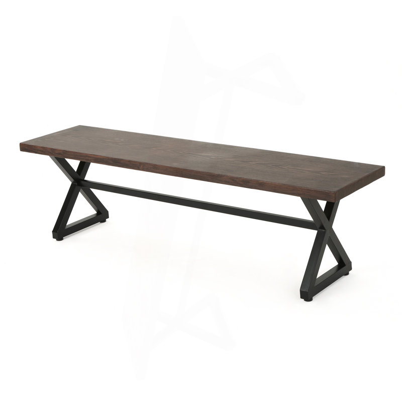 Banc de salle à manger d'extérieur en aluminium avec structure en acier, brun / noir, Brun et noir