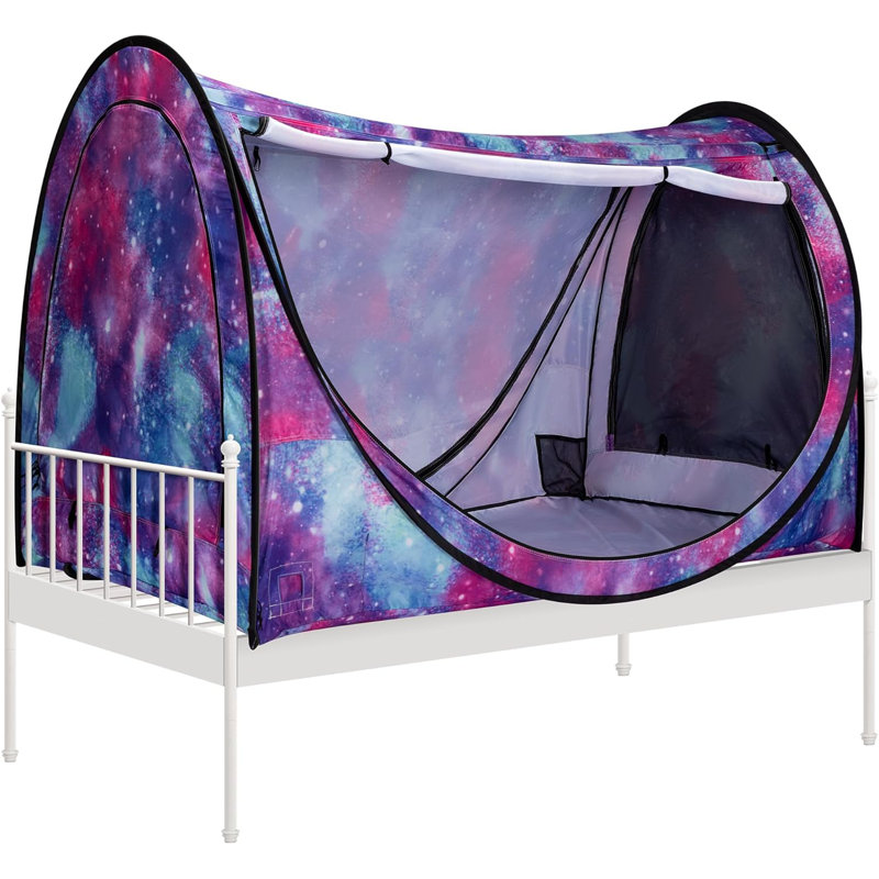 Blue Galaxy Polyester Pop-Up Privacy Bed Canopy Twin Size