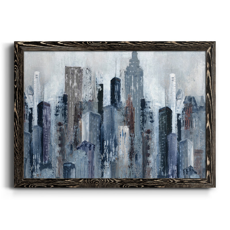 City Mood - Peinture sur toile encadrée, H 20 po x l 17 po x P 1,5 po, Toile avec cadre noir