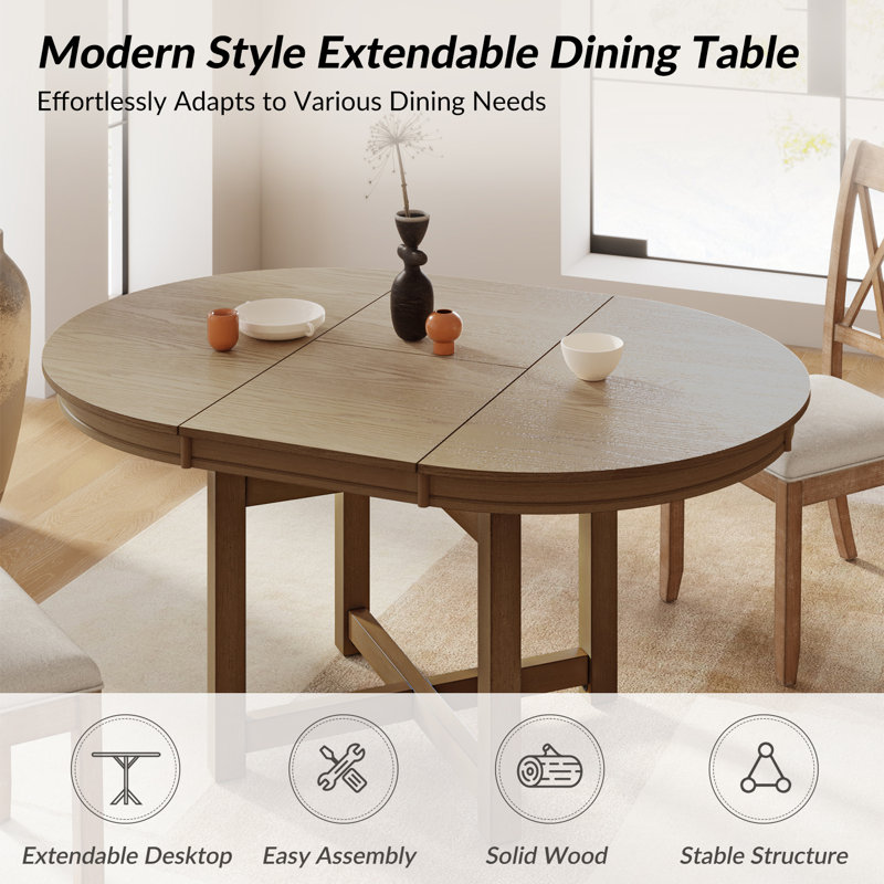 Kanalu Modern Solid Wood Extendable Dining Table