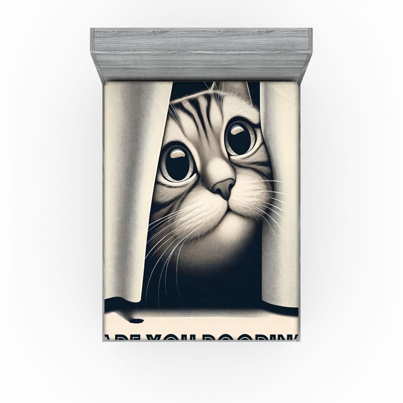 Drap-housse pour chat Ambesonne_ Are You Poopin 'Retro Funny_ Ivoire bleu foncé, Très grand
