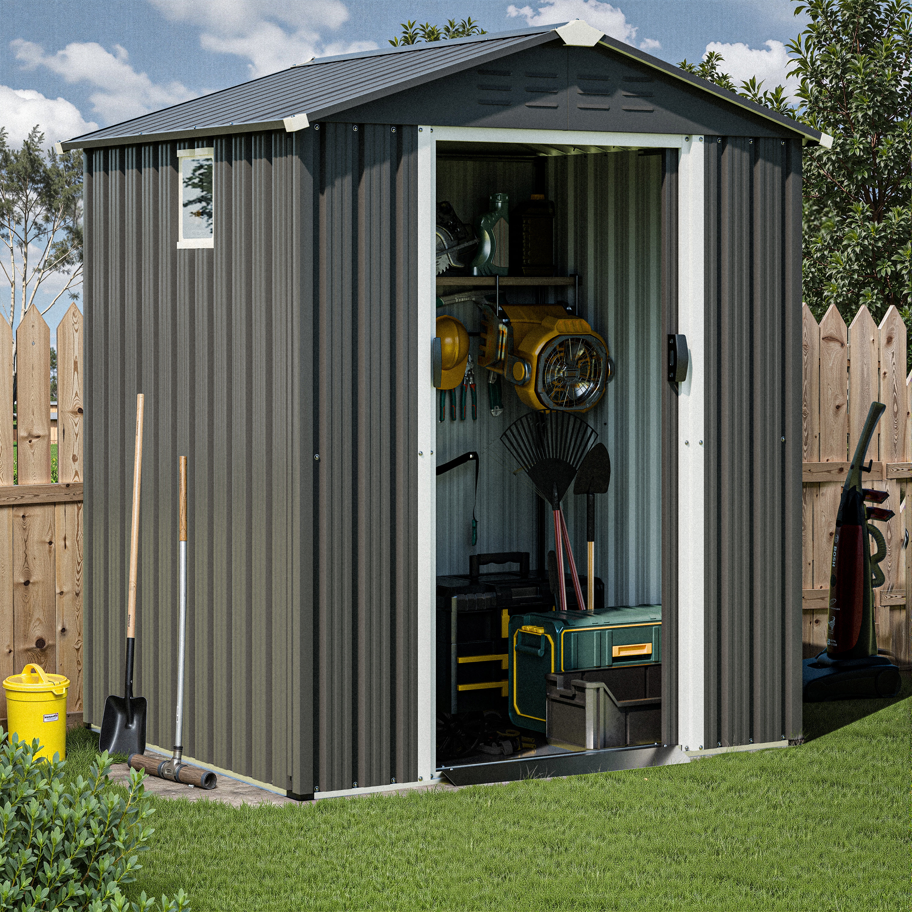 walsunny 5X3 FT Outdoor Storage Shed With Window, Lockable Outdoor