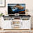 Doty Farmhouse TV Stand with Power Outlet Glass Doors-806780108