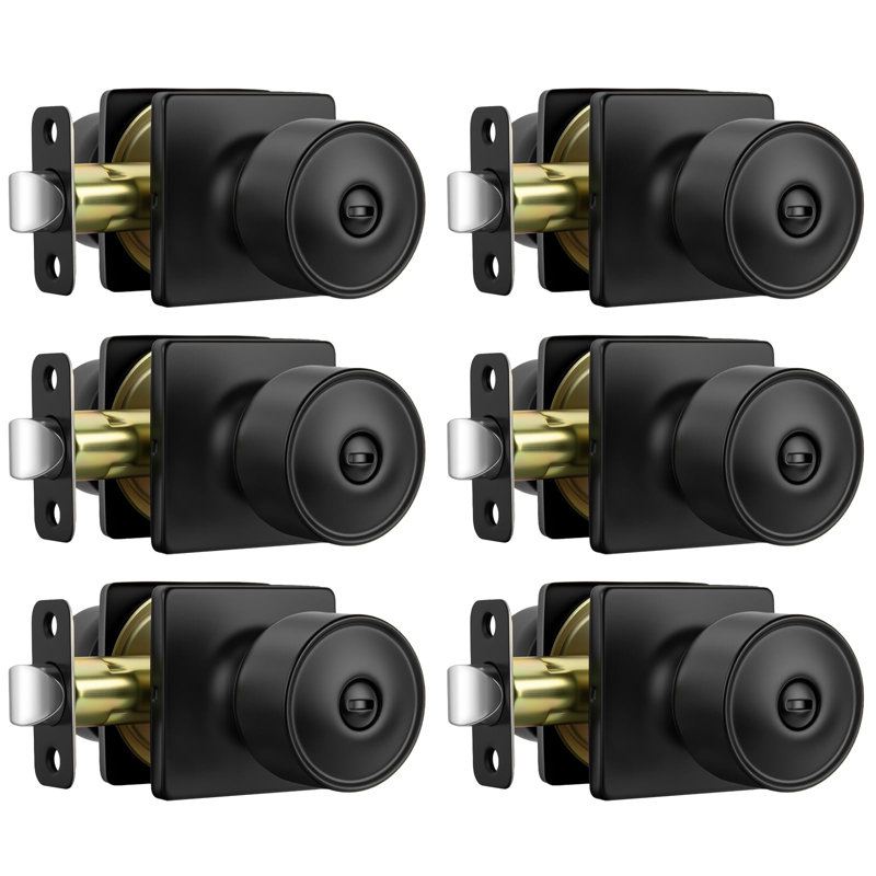 Black Interior Door Knobs, Matte Black Privacy Door Knobs, Black Square Interior DoorKnobs for Bedroom, Bathroom, Modern Design (6 Pack)