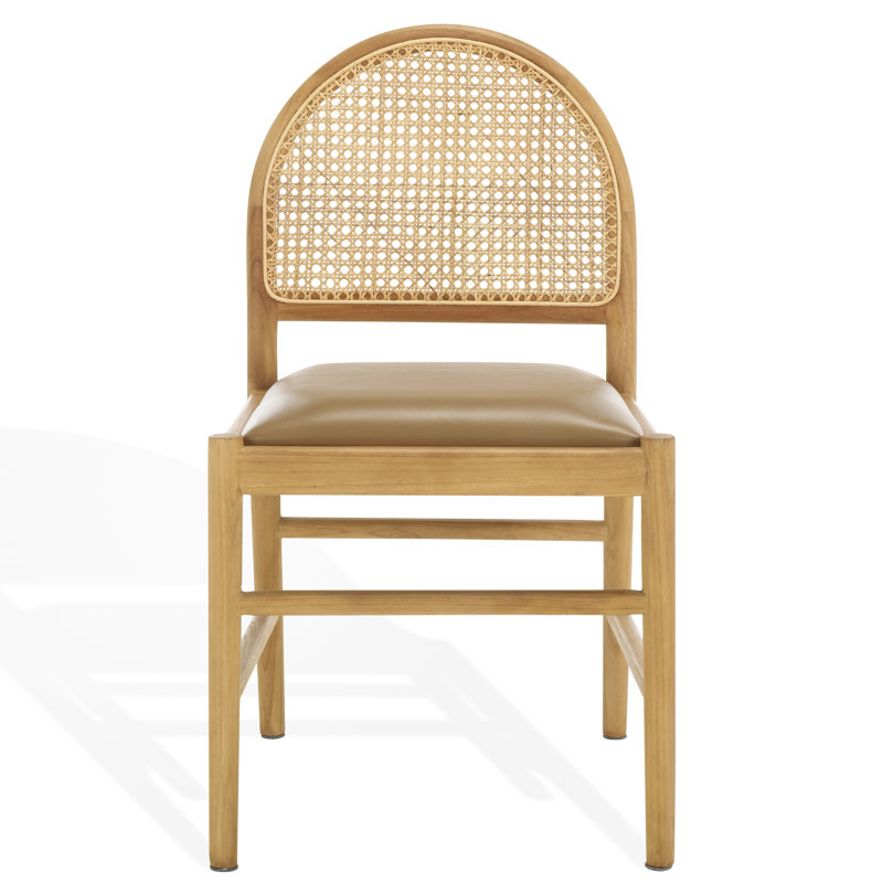 Laylie Leather Upholstered Dining Chair, Brown Leather, Natural