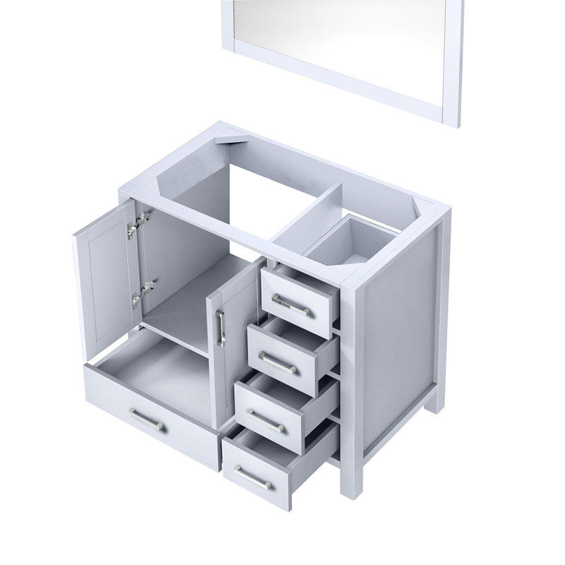 Dark Grey Bath Vanity 36 in. W x 22 in. D, Left Offset and 34 in. Mirrors, White