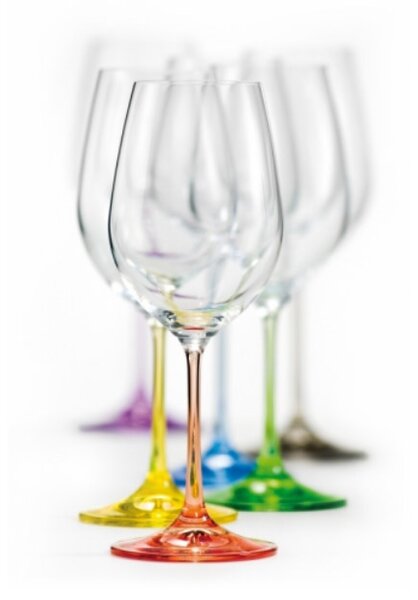 Mosaic 10oz Rainbow Acrylic Stemware Wine Glasses I Set of 6