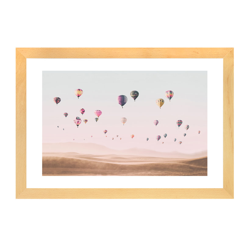 « air balloons », photographie, H 16 po x l 24 po x P 1 po, Papier encadré de bois naturel