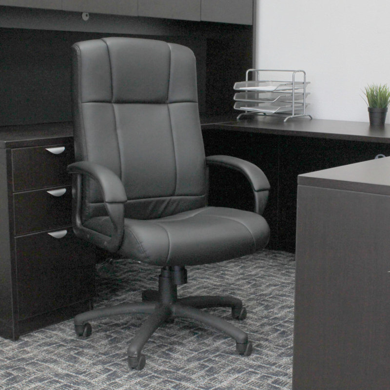 Elegant Executive High-Back Swivel Chair in Black Caressoft