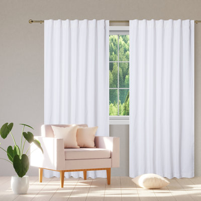 Rideaux à double couche en coton blanc (108 po x 50 po) - Filtration de la lumière