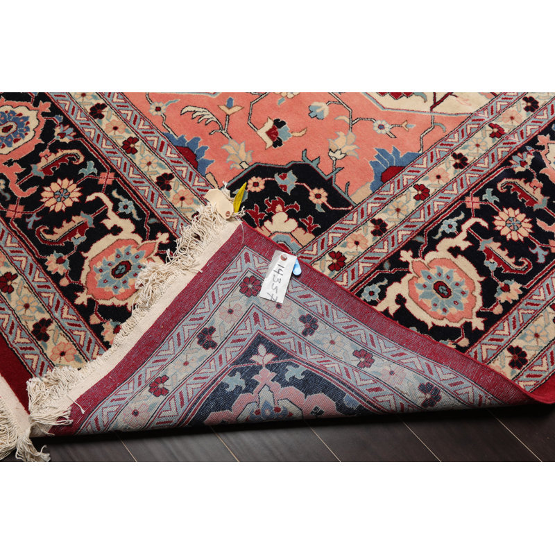 Tapis rouge en laine noué à la main de conception unique 12 pi x 15 pi 3 po Gaizka