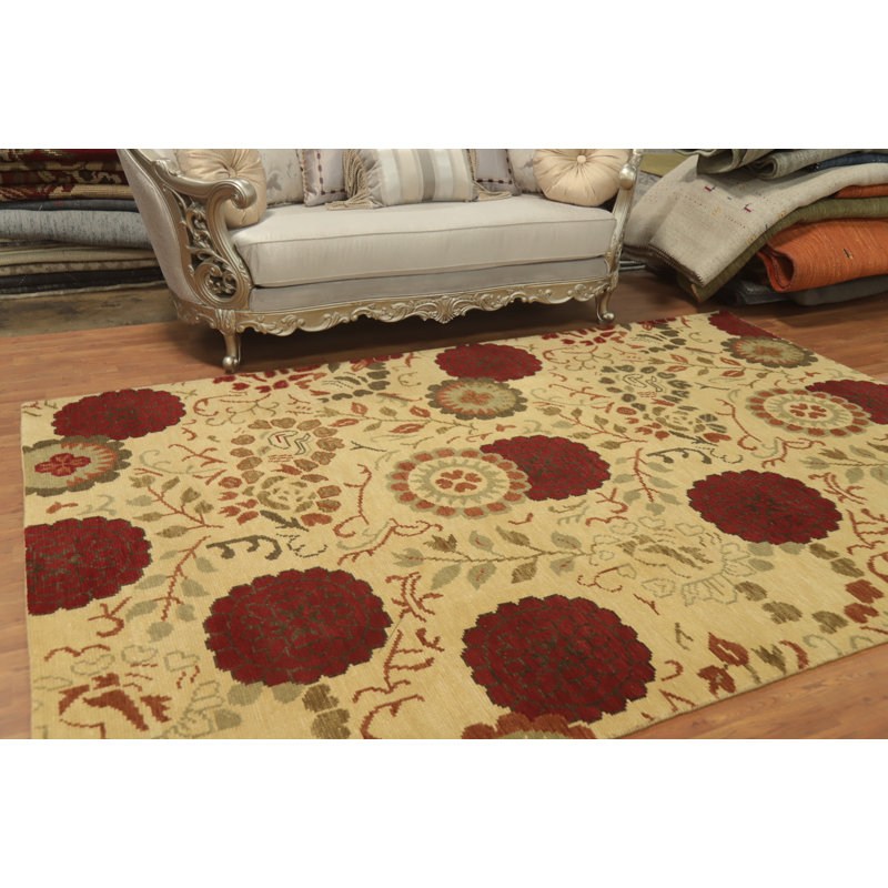 Tapis indien à motif floral All-Over 7 x 10