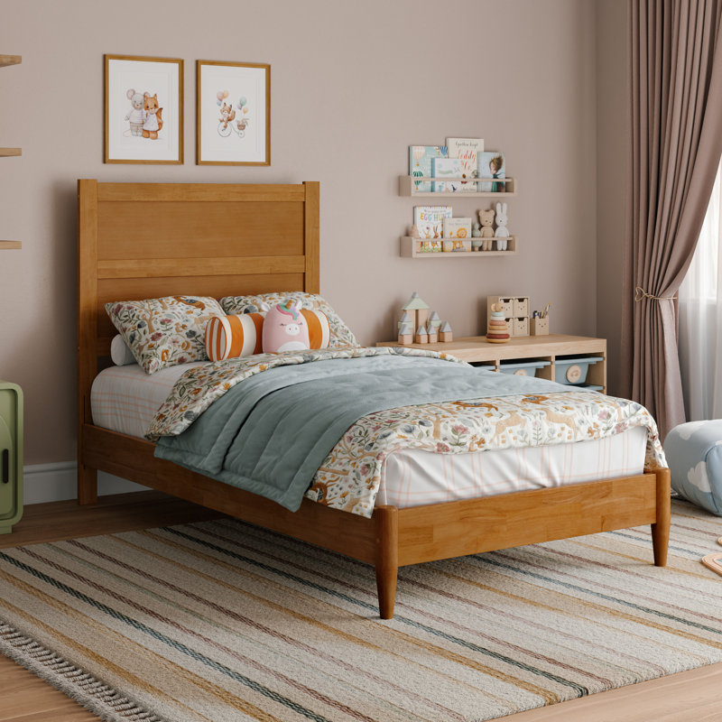 Lit plateforme Aveline, Lit simple, Caramel clair