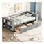 Lit de jour simple avec tablettes et tiroirs, gris