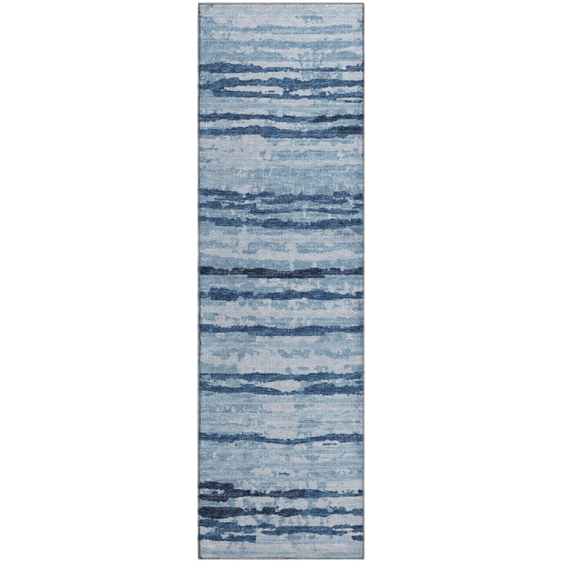 Premium Machine Washable Freixa AMF75 Blue Rug, Runner 2'3" x 7'6"