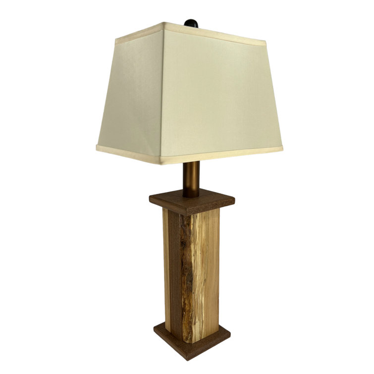 Battery Powered Live Edge Wood Table Lamp Loon Peak Base Color: Black Walnut