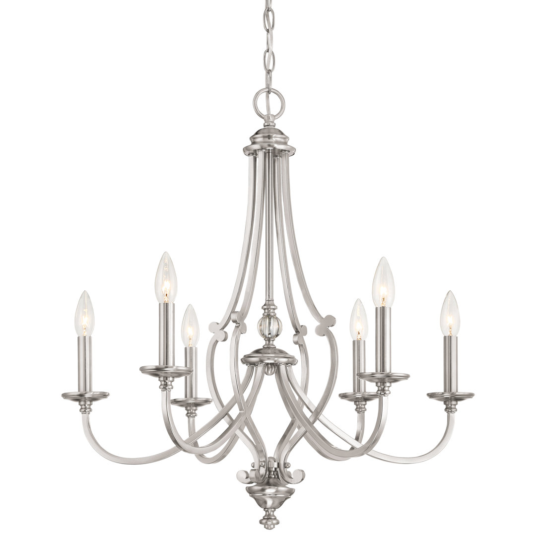 Darby Home Co Audane Brushed Nickel With Clear Chandelier Darby Home Co