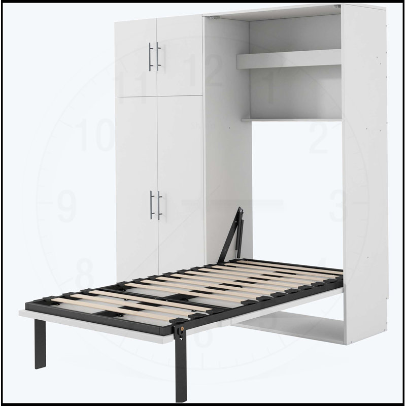 Lit escamotable avec casiers et armoires escamotables, Simple