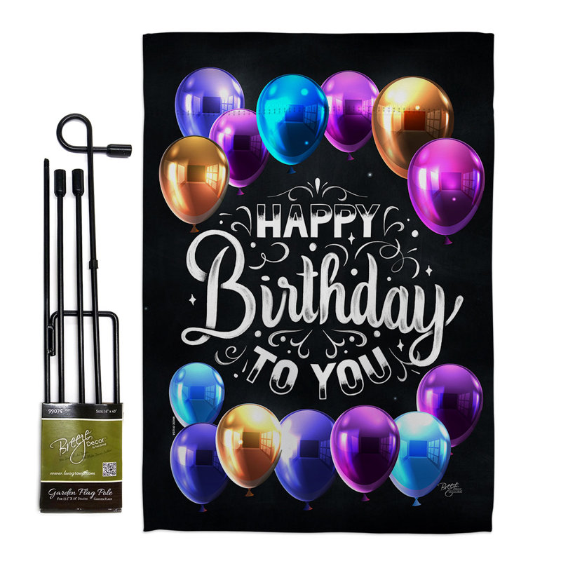 Double Sided 222'' H x 156'' W Polyester Birthday Flag Set