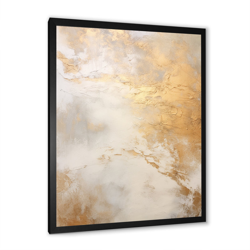 Géode de marbre magique doré et blanc I - Abstrait, art mural_106514, H 40 po x l 30 po x P 1,5 po, Cadre photo noir