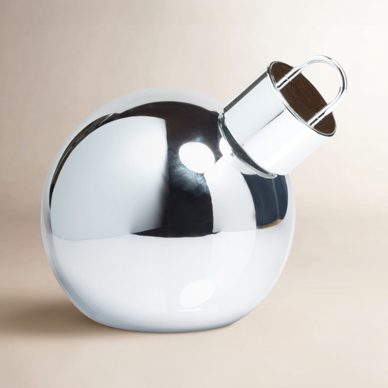 Lighted Glass Slanted Ball Holiday Accent, 7.75" H x 7.75" W x 7.75" D, Silver