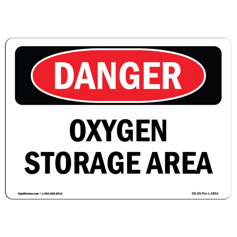 Oxygen Storage Area Danger Sign, 18" H x 24" W x 0.1" D