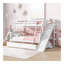 Lit superposé simple au-dessus de double avec 2 tiroirs, glissière, tablettes, échelle, lit superposé en bois d'hévéa avec glissière, tiroirs, blanc