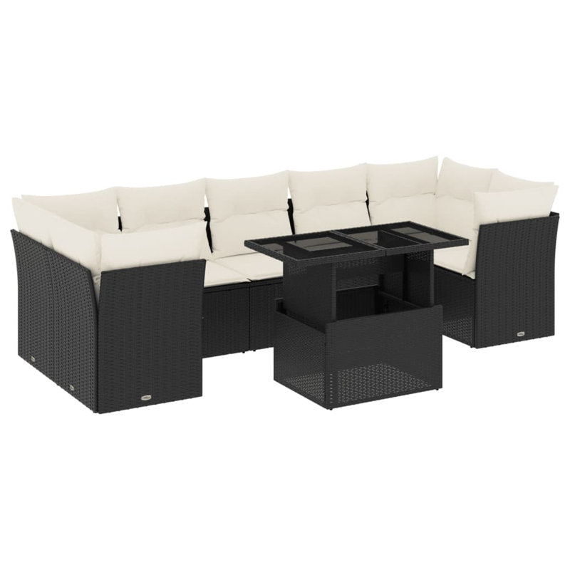 Ensemble de canapé de jardin noir et blanc crème pour l'extérieur