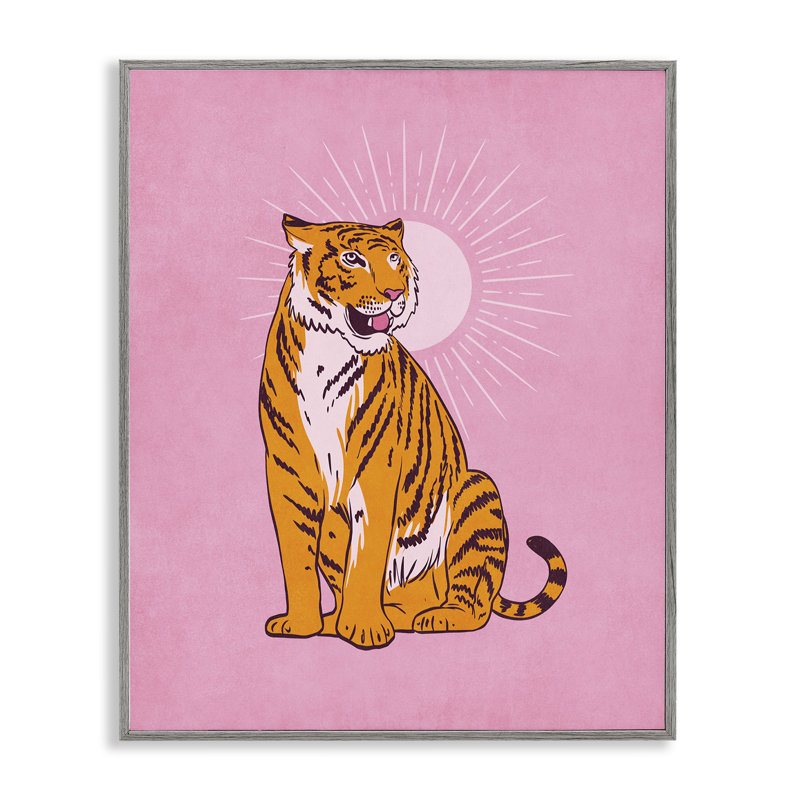 «Preppy Tiger» sur fond blanc, estampe numérique par Nataly White, H 20 po x l 16 po