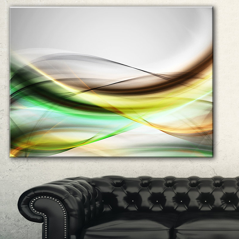 «Abstract Green Yellow Waves», impression sur toile tendue, H 30 po x l 40 po x P 1 po